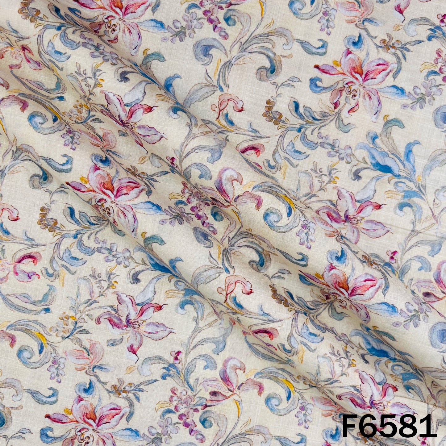 Digital Print Slub Cotton Fabric - F6581