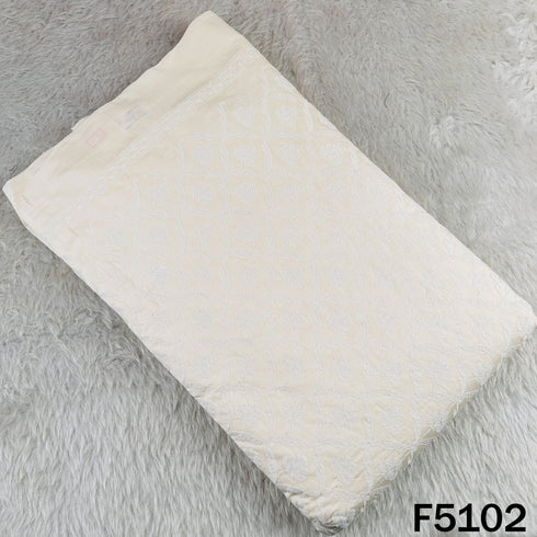 Thread Embroidered Monga Silk Fabric - F5102