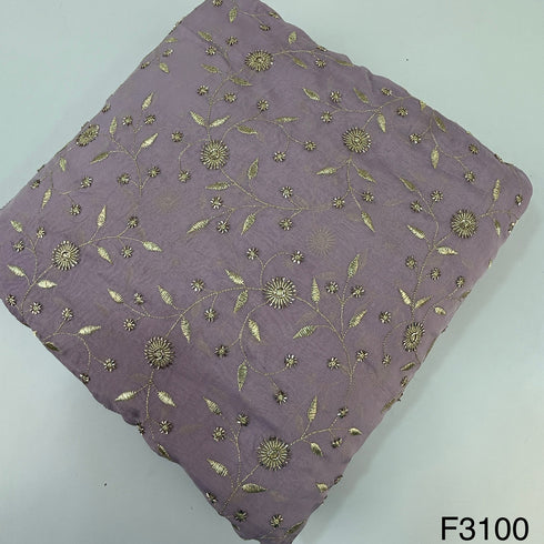 Cut Dana Zari Embroidered Organza Fabric-F3100