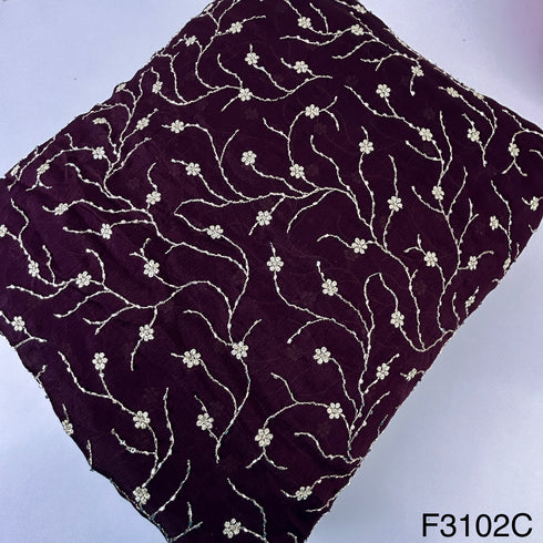 Cut Dana Zari Embroidered Chinon Chiffon Fabric-F3102