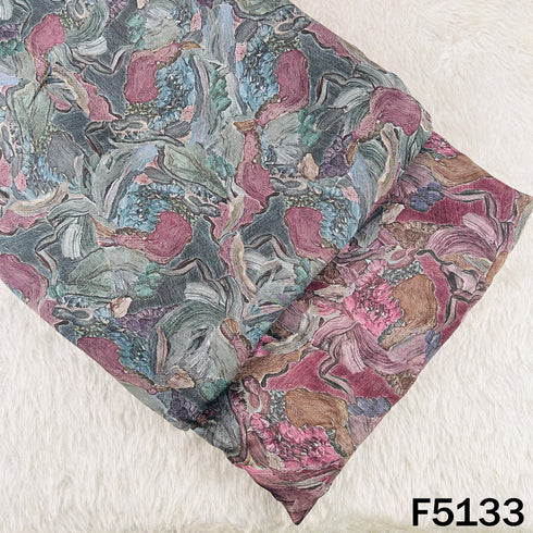 Digital Print Upada Silk Fabric - F5133