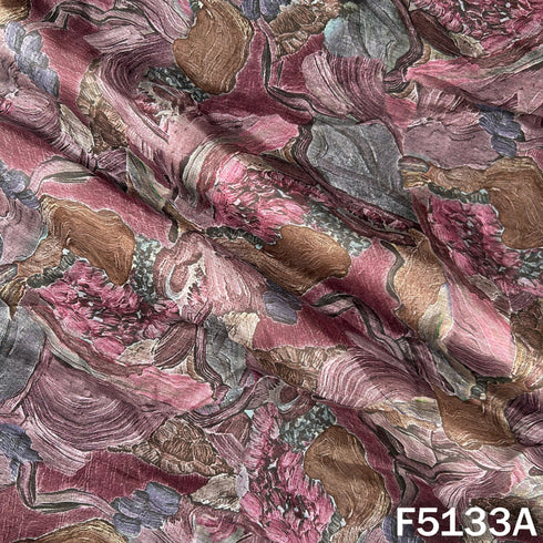 Digital Print Upada Silk Fabric - F5133