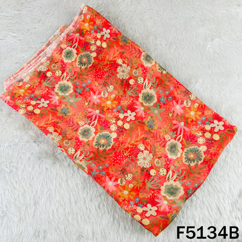 Digital Print Upada Silk Fabric - F5134