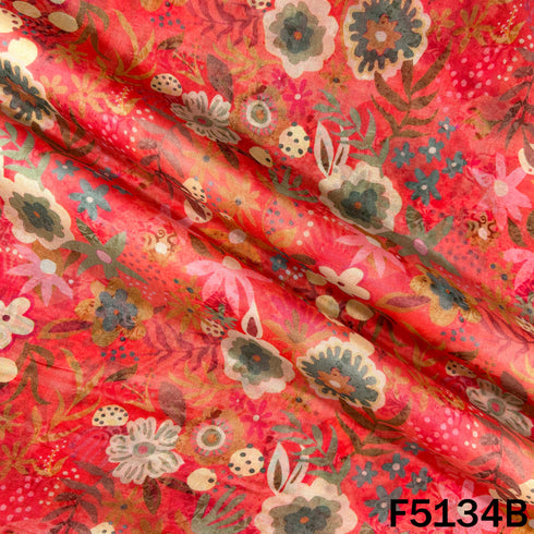 Digital Print Upada Silk Fabric - F5134