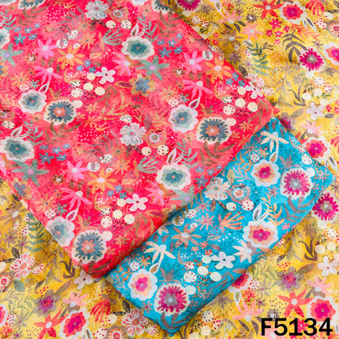 Digital Print Upada Silk Fabric - F5134