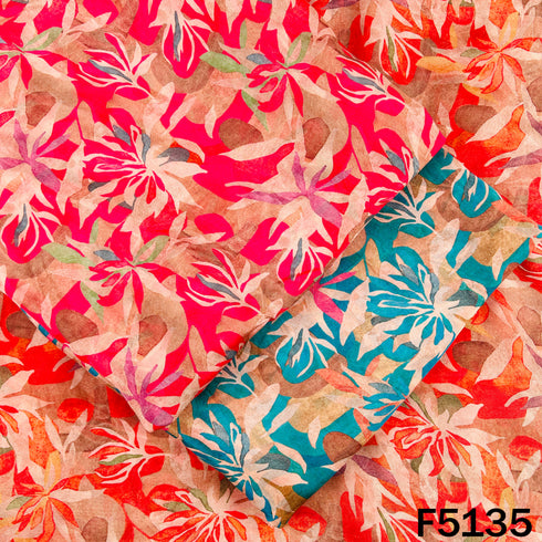 Digital Print Upada Silk Fabric - F5135