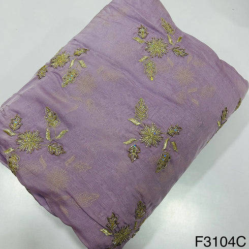 Cut Dana Zari Sequins Embroidered Organza Fabric-F3104