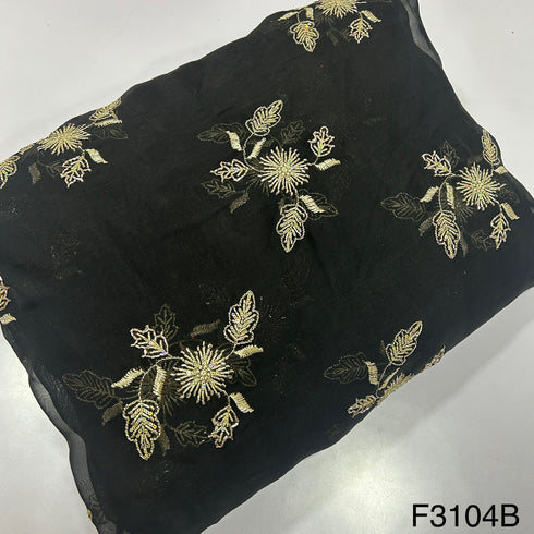 Cut Dana Zari Sequins Embroidered Organza Fabric-F3104