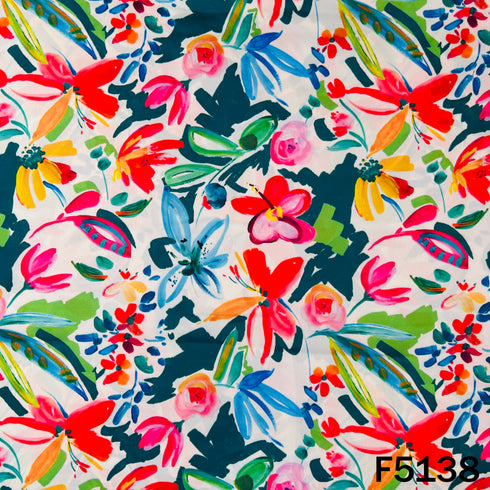 Digital Print Crepe Satin Fabric - F5138