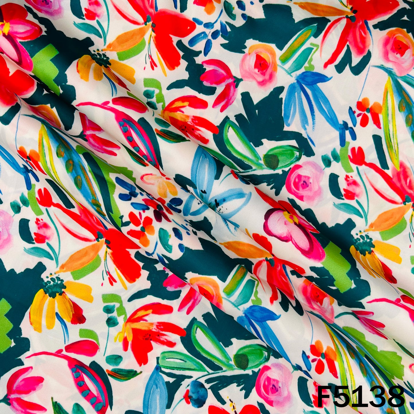 Digital Print Crepe Satin Fabric - F5138