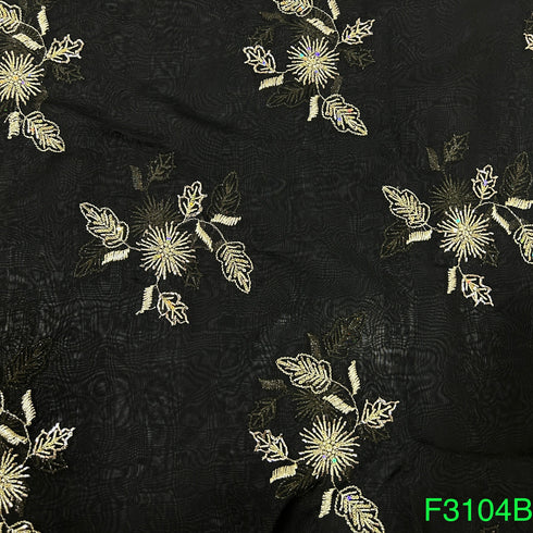 Cut Dana Zari Sequins Embroidered Organza Fabric-F3104