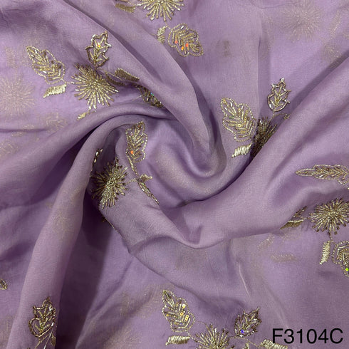 Cut Dana Zari Sequins Embroidered Organza Fabric-F3104