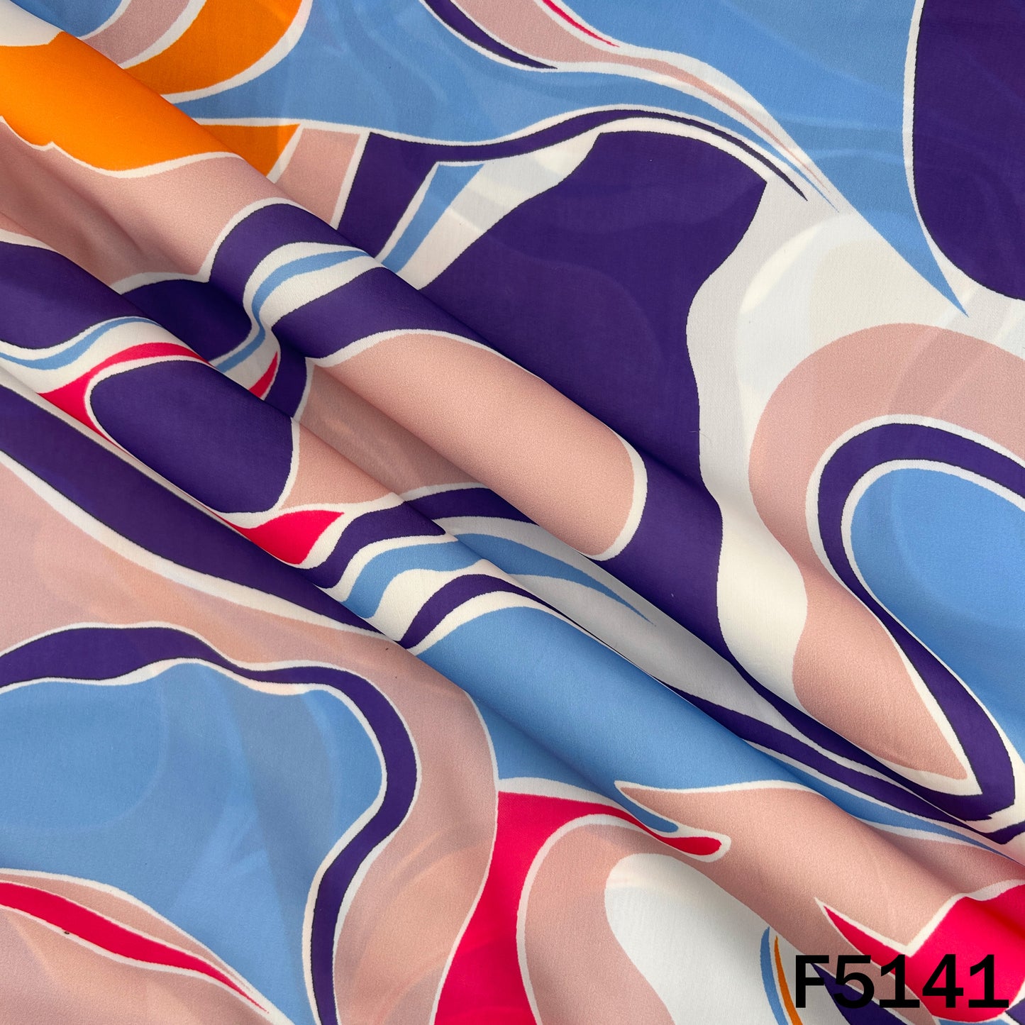 Digital Print Crepe Satin Fabric - F5141