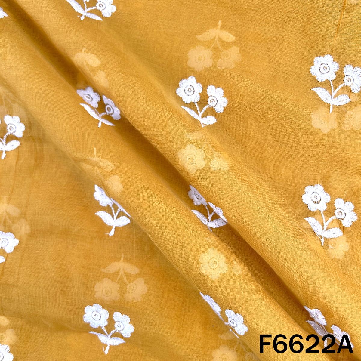Thread Sequins Embroidered Mul Chanderi Fabric - F6622