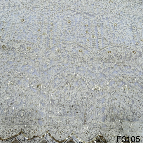 Dyeable Thread Sequins Embroidered Net Fabric-F3105