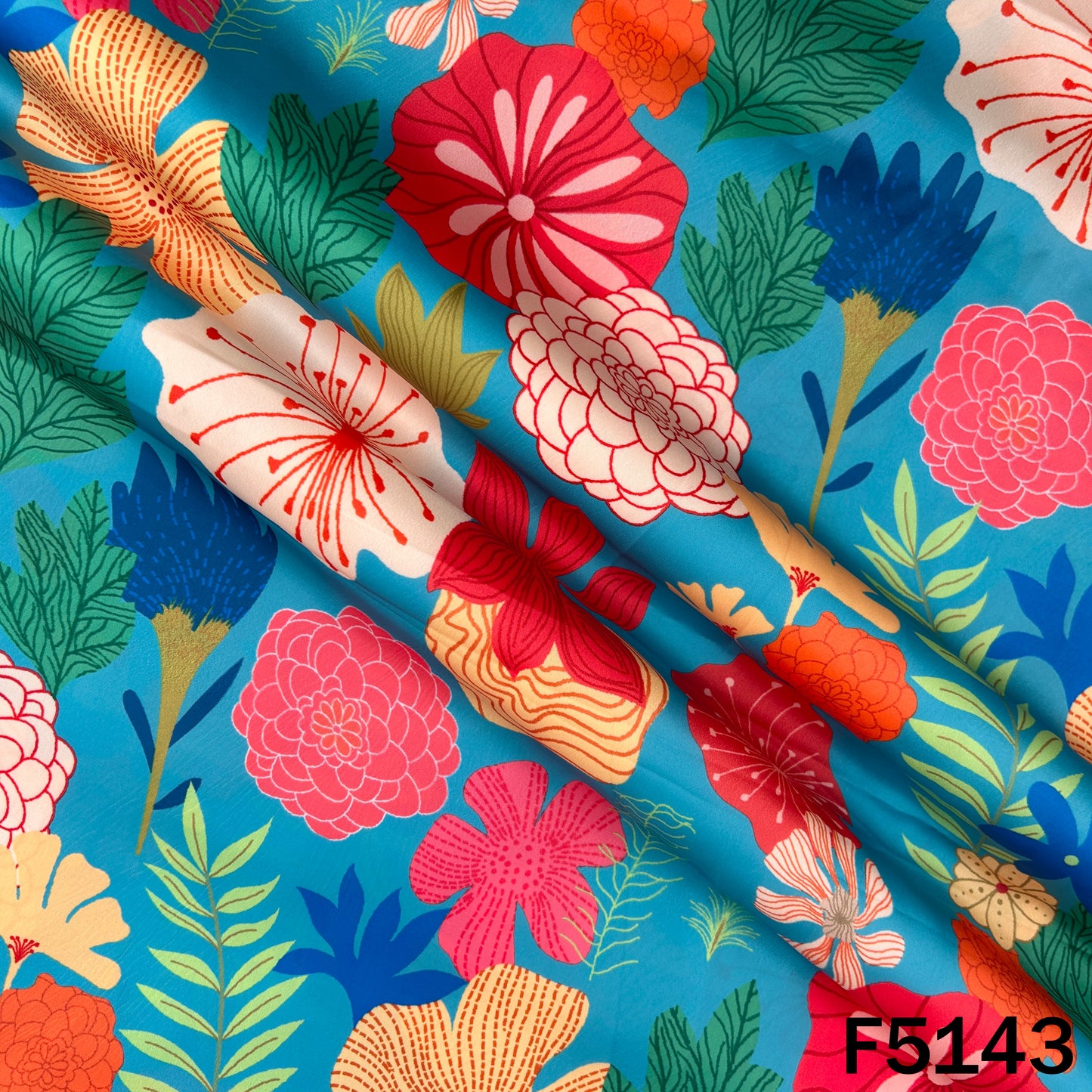 Digital Print Crepe Satin Fabric - F5143