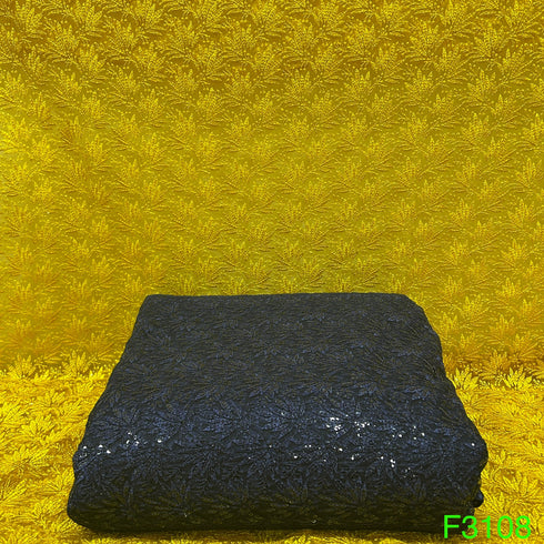 Thread Sequins Embroidered Net Fabric-F3108