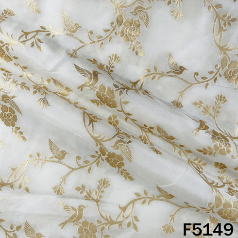 Zari Work Banarasai Jaquard Silk Fabric-F5149