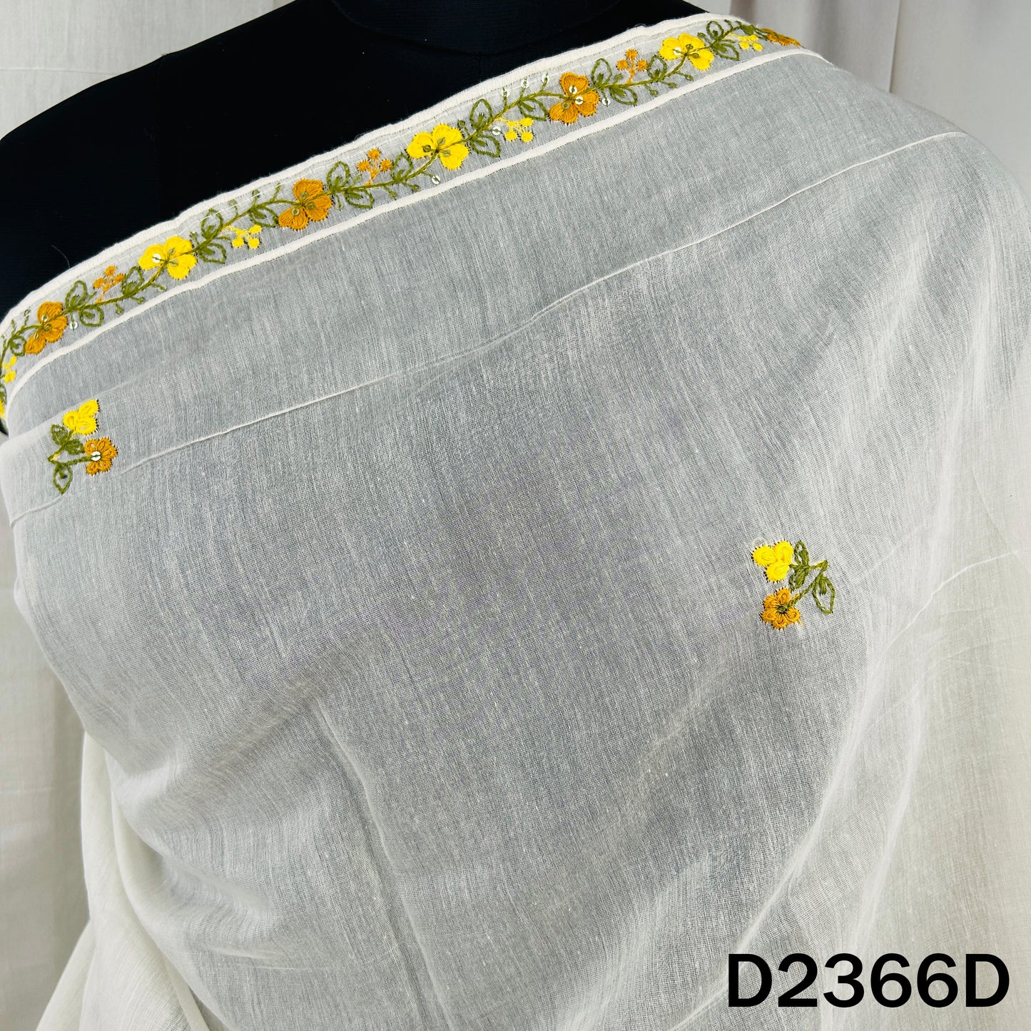 Thread Sequins Work Mul Chanderi Dupatta - D2366