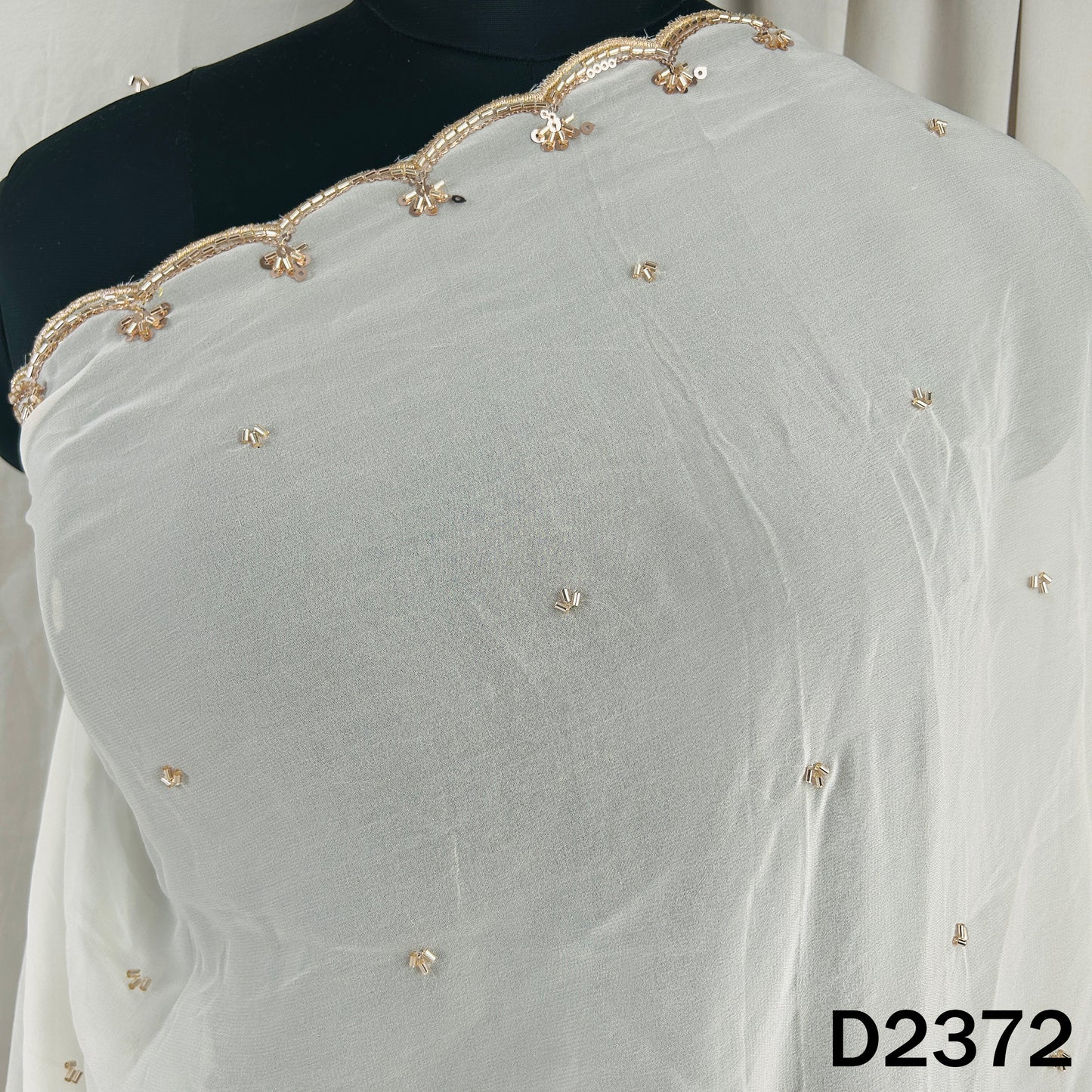 Dyeable Cut Dana Zari Sequins Work Georgette Dupatta - D2372