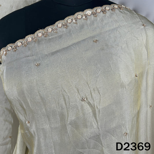 Dyeable Cut Dana Zari Sequins Work Shimmer Tissue Dupatta - D2369