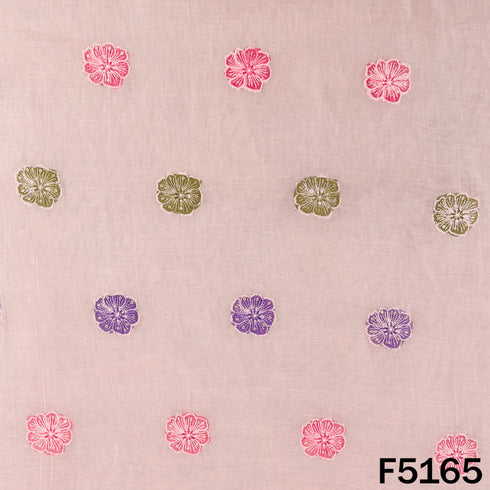 Thread Sequins Work Mul Chanderi Fabric - F5165