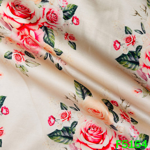 Digital Print Linen Satin Fabric - F5164