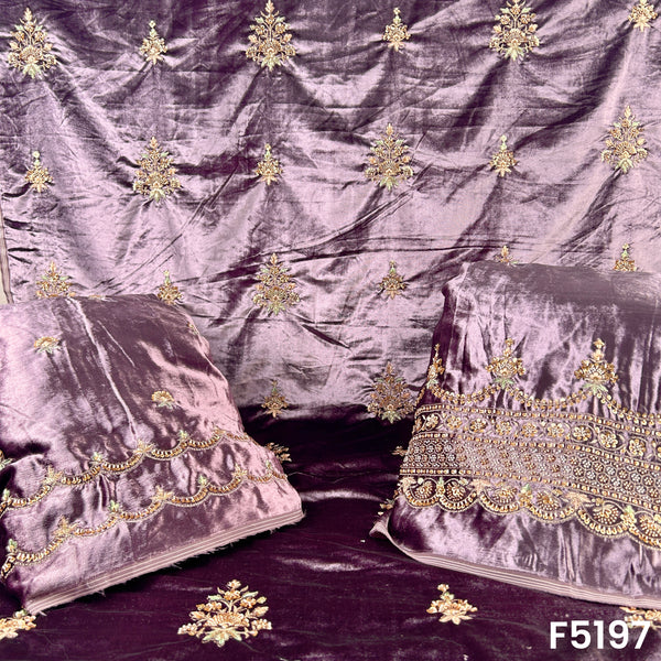 Cut Dana Thread Sequins Work Velvet Fabric - F5197