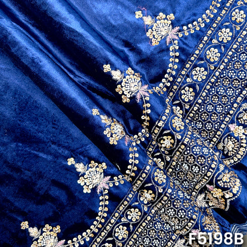 Cut Dana Thread Sequins Work Velvet Fabric-F5198