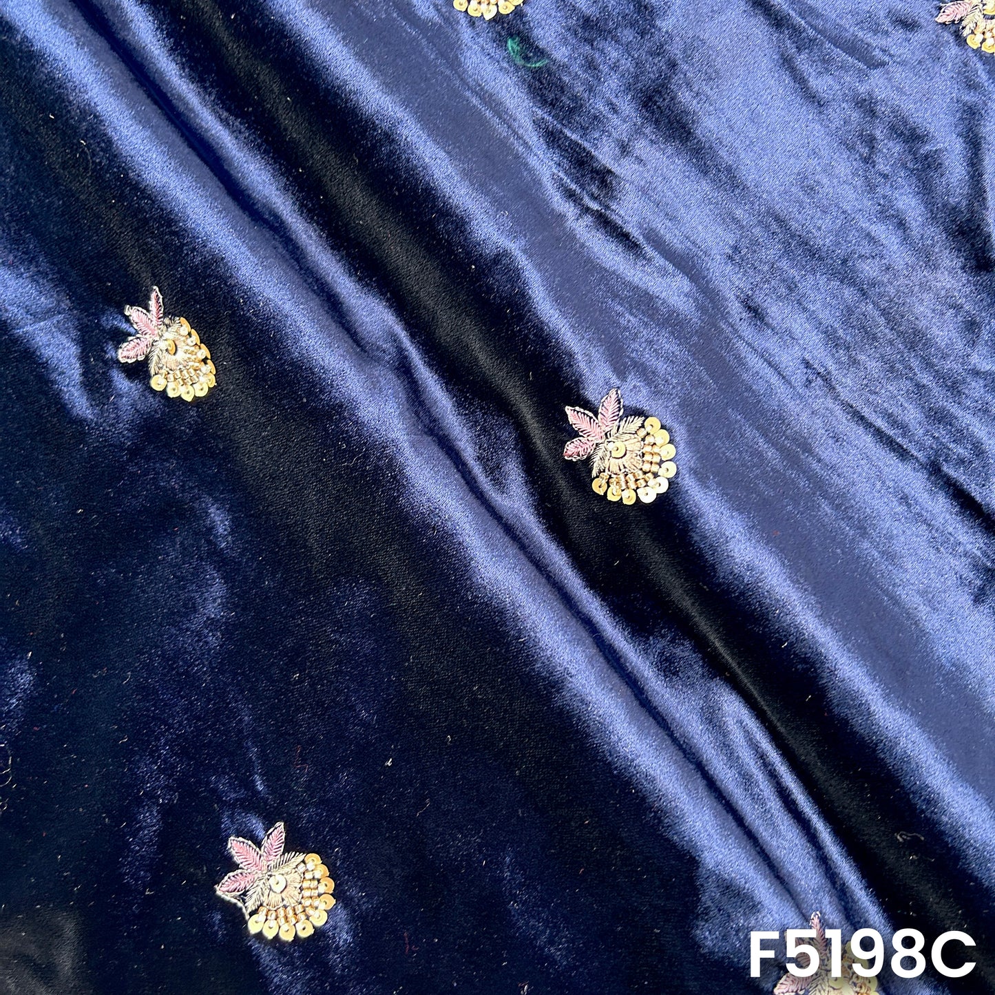 Cut Dana Thread Sequins Work Velvet Fabric-F5198