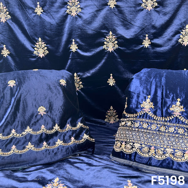 Cut Dana Thread Sequins Work Velvet Fabric-F5198