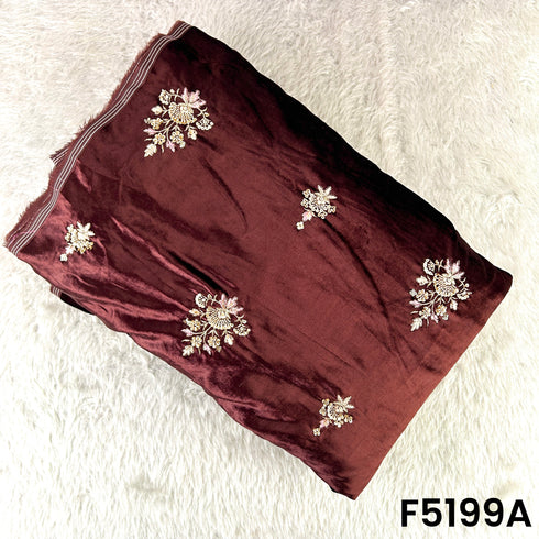 Cut Dana Thread Sequins Work Velvet Fabric-F5199