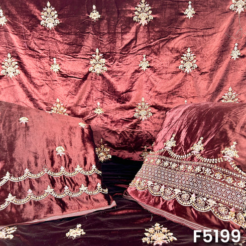 Cut Dana Thread Sequins Work Velvet Fabric-F5199