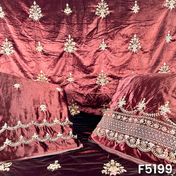 Cut Dana Thread Sequins Work Velvet Fabric-F5199