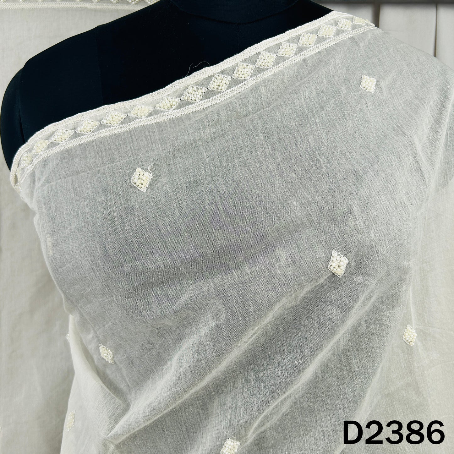 Dyeable Cut Dana Thread Sequins Embroidered Chanderi Dupatta - D2386