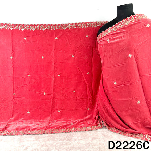 Zari Embroidered Stone Work Velvet Dupatta - D2226