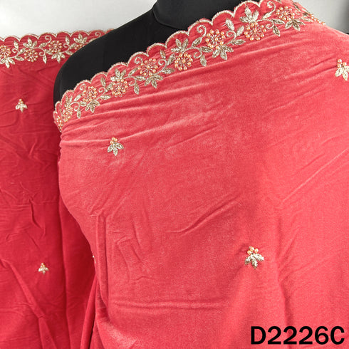 Zari Embroidered Stone Work Velvet Dupatta - D2226