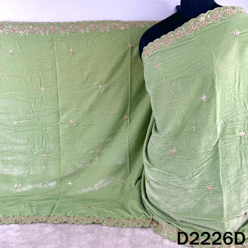 Zari Embroidered Stone Work Velvet Dupatta - D2226