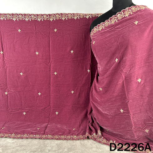 Zari Embroidered Stone Work Velvet Dupatta - D2226