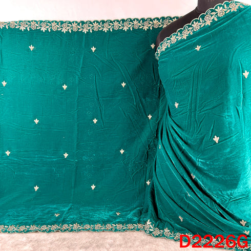 Zari Embroidered Stone Work Velvet Dupatta - D2226