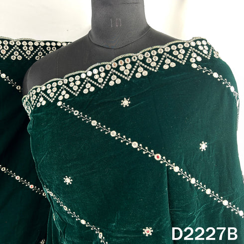 Zari Embroidered Mirror Work Velvet Dupatta - D2227
