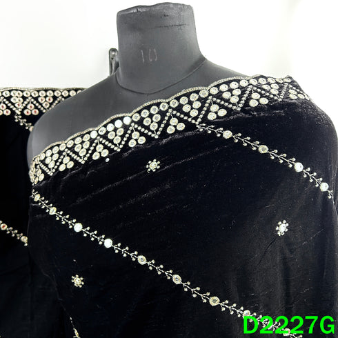 Zari Embroidered Mirror Work Velvet Dupatta - D2227
