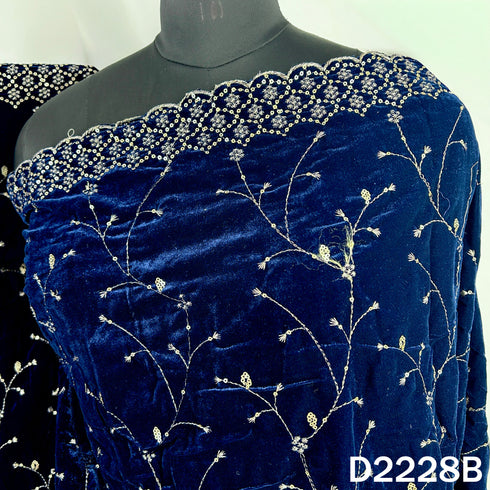Zari Sequins Embroidered Velvet Dupatta - D2228