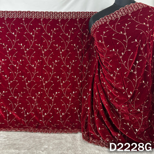 Zari Sequins Embroidered Velvet Dupatta - D2228