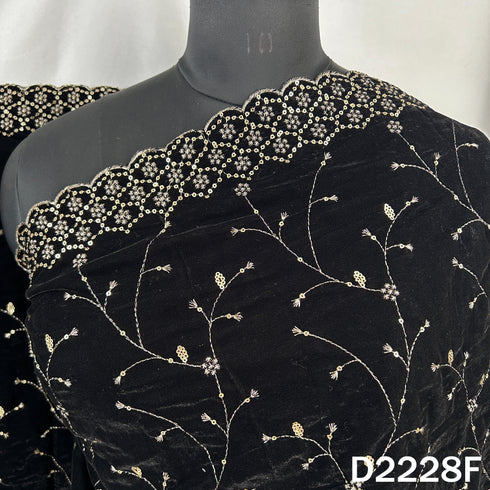 Zari Sequins Embroidered Velvet Dupatta - D2228
