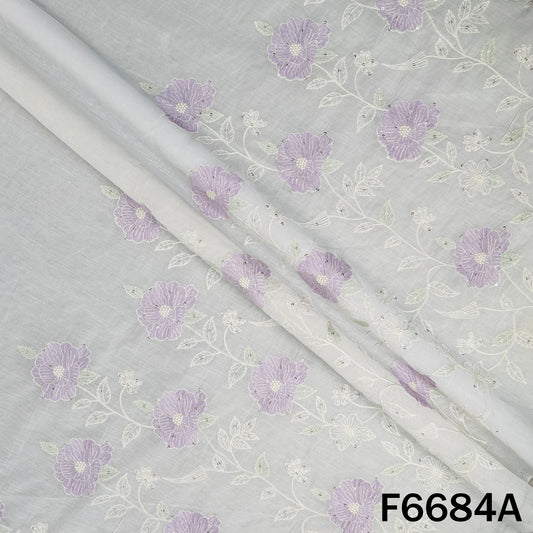 Thread Sequins Work Mul Chanderi Fabric - F6684
