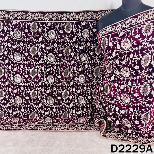 Thread Embroidered Stone Work Velvet Dupatta - D2229
