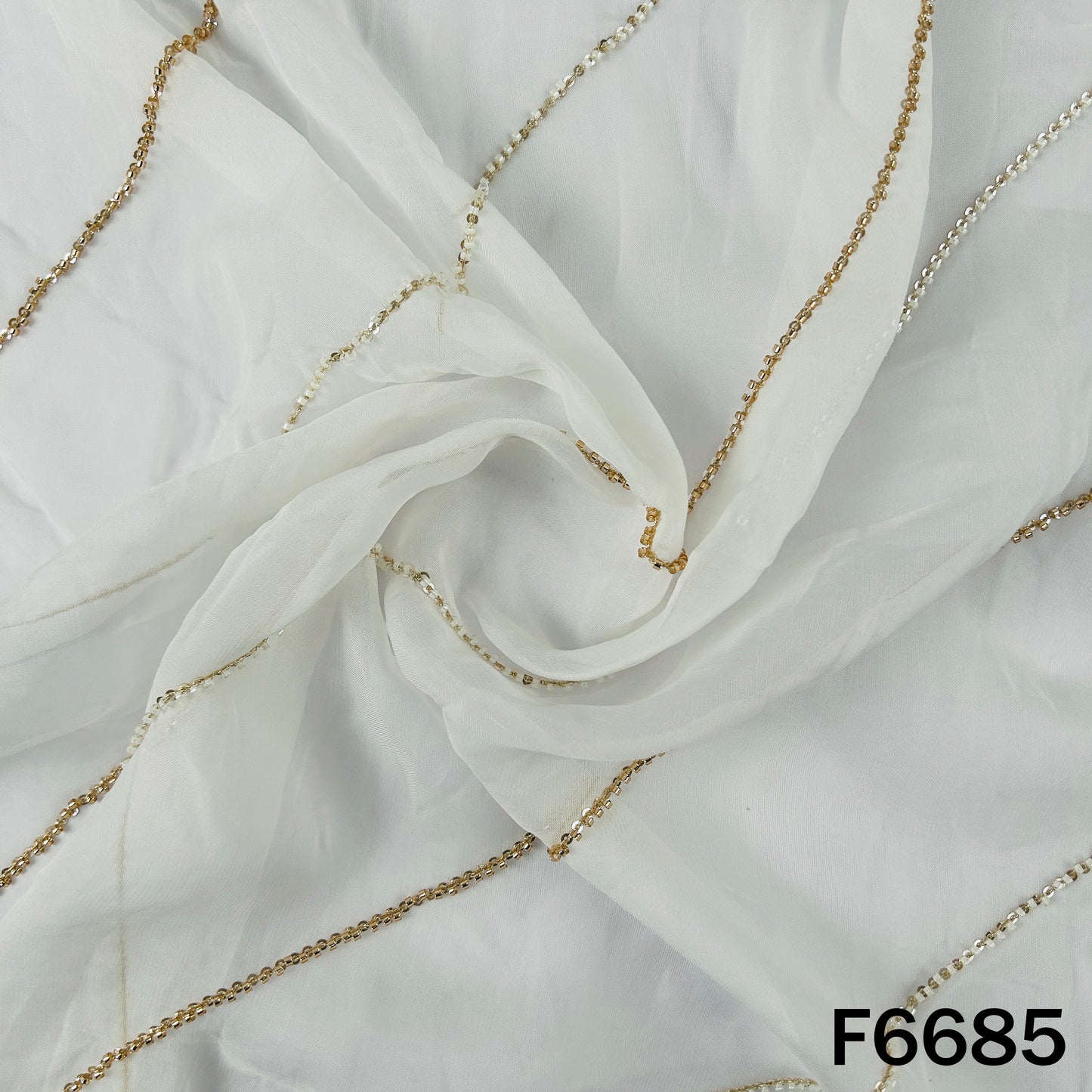 Dyeable Cut Dana Zari Sequins Work Organza Fabric - F6685