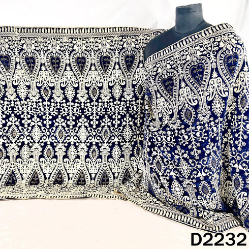 Thread Embroidered Stone Work Velvet Dupatta - D2232