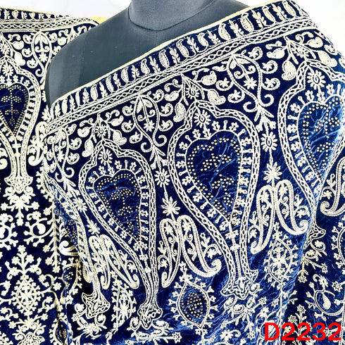 Thread Embroidered Stone Work Velvet Dupatta - D2232